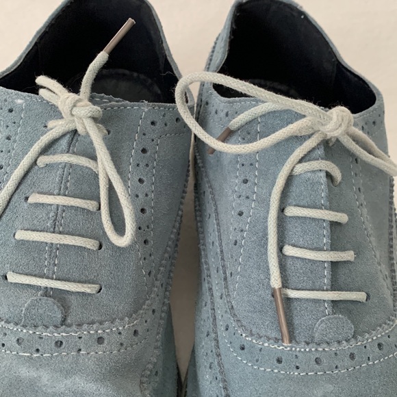 Men’s Joseph Abboud Blue Suede Oxford Dress Shoes - Picture 4 of 7